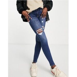 Aeropostale Blue Skinny Jeans Distressed Style